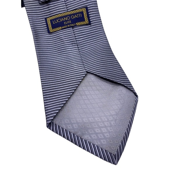 Luciano Gatti Elite 100% Silk Tie Made in Italy Textured Steel Gray Black Stripe - Picture 8 of 9
